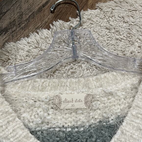 Altar'd State XS Earthy Boho Striped Distressed Pulled Thread Cropped Sweater - Picture 5 of 7